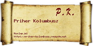 Priher Kolumbusz névjegykártya